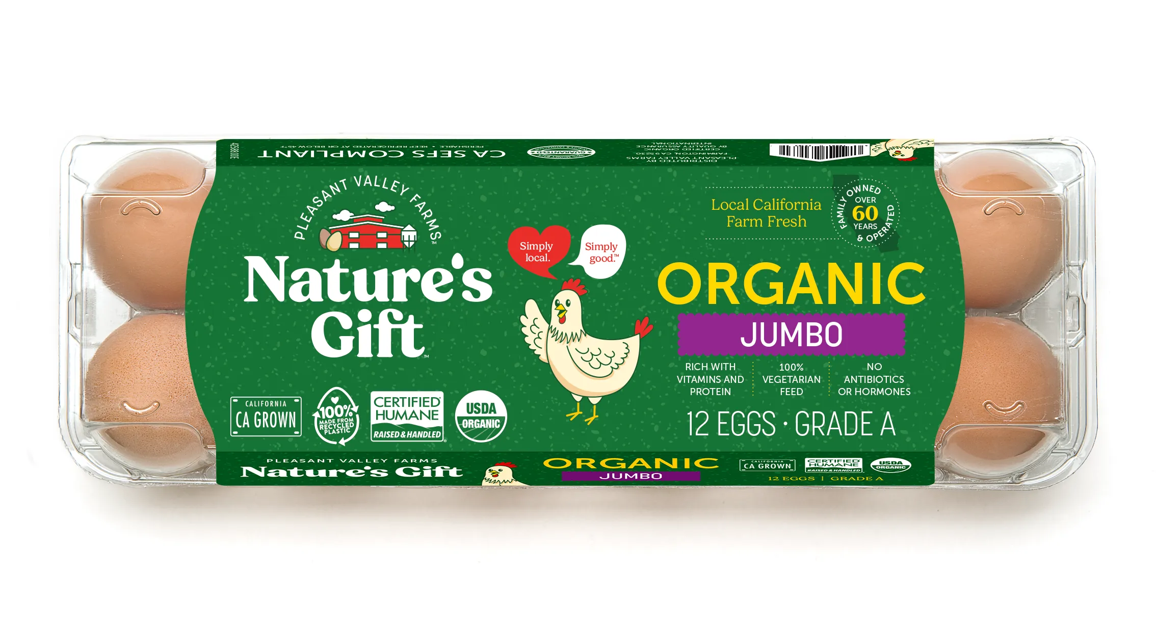 Nature's Gift organic jumbo 12 packs of eggs