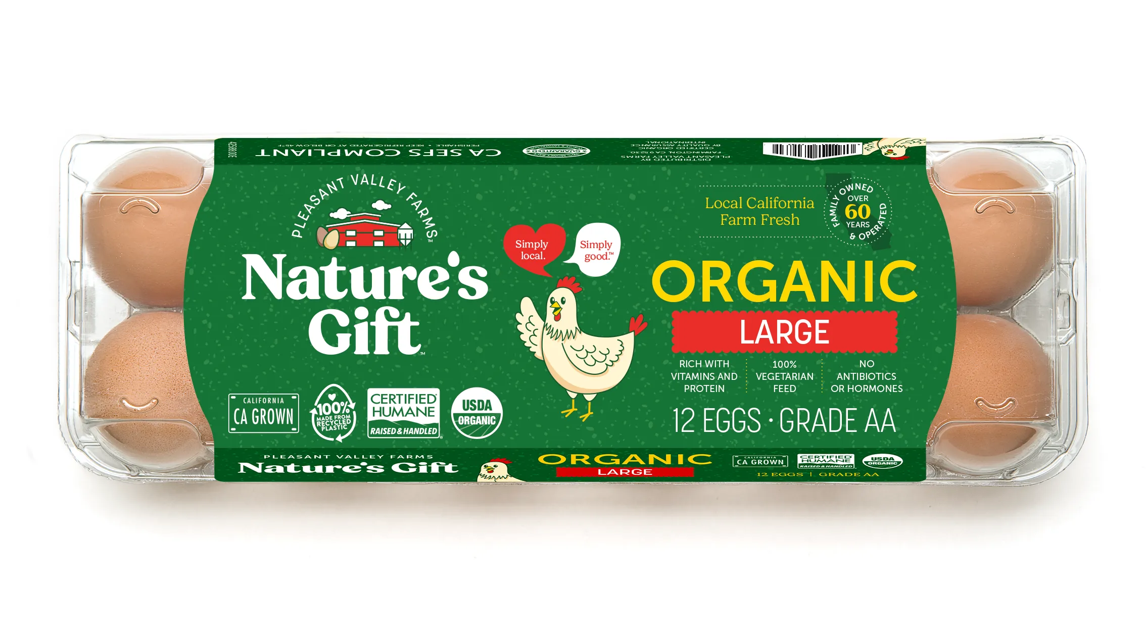 Nature's Gift organic large 12 packs of eggs