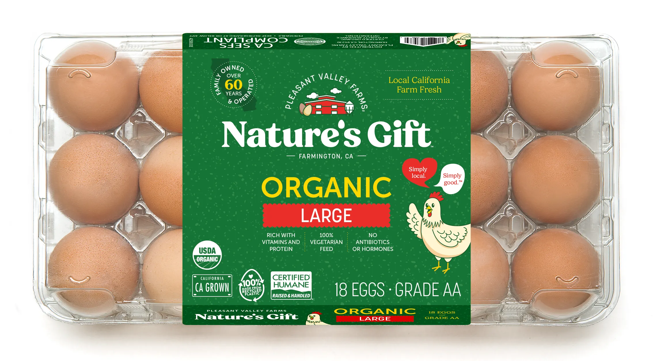 Nature's Gift organic large 18 packs of eggs